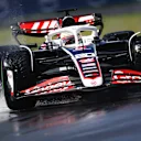 MONTREAL, QUEBEC - JUNE 07: Kevin Magnussen of Denmark driving the (20) Haas F1 VF-24 Ferrari runs through a puddle on track during practice ahead of the F1 Grand Prix of Canada at Circuit Gilles Villeneuve on June 07, 2024 in Montreal, Quebec. (Photo by Clive Rose/Getty Images)