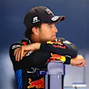 MONTREAL, QUEBEC - JUNE 08: 16th placed qualifier Sergio Perez of Mexico and Oracle Red Bull Racing looks on during qualifying ahead of the F1 Grand Prix of Canada at Circuit Gilles Villeneuve on June 08, 2024 in Montreal, Quebec. (Photo by Bryn Lennon - Formula 1/Formula 1 via Getty Images)