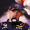 MONTREAL, QUEBEC - JUNE 08: Second placed qualifier Max Verstappen of the Netherlands and Oracle Red Bull Racing attends the press conference after qualifying ahead of the F1 Grand Prix of Canada at Circuit Gilles Villeneuve on June 08, 2024 in Montreal, Quebec. (Photo by Clive Rose/Getty Images)