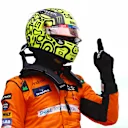 SHANGHAI, CHINA - APRIL 19: Sprint pole qualifier Lando Norris of Great Britain and McLaren celebrates in parc ferme during Sprint Qualifying ahead of the F1 Grand Prix of China at Shanghai International Circuit on April 19, 2024 in Shanghai, China. (Photo by Bryn Lennon - Formula 1/Formula 1 via Getty Images)