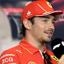 SHANGHAI, CHINA - APRIL 18: Charles Leclerc of Monaco and Ferrari talks in the Drivers Press Conference during previews ahead of the F1 Grand Prix of China at Shanghai International Circuit on April 18, 2024 in Shanghai, China. (Photo by Lintao Zhang/Getty Images )