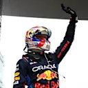 SHANGHAI, CHINA - APRIL 20: Pole position qualifier Max Verstappen of the Netherlands and Oracle Red Bull Racing celebrates in parc ferme after qualifying ahead of the F1 Grand Prix of China at Shanghai International Circuit on April 20, 2024 in Shanghai, China. (Photo by Bryn Lennon - Formula 1/Formula 1 via Getty Images)