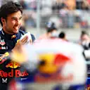 SHANGHAI, CHINA - APRIL 20: Second placed qualifier Sergio Perez of Mexico and Oracle Red Bull Racing looks on in parc ferme after qualifying ahead of the F1 Grand Prix of China at Shanghai International Circuit on April 20, 2024 in Shanghai, China. (Photo by Mark Thompson/Getty Images)