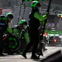 IMOLA, ITALY - MAY 19: Zhou Guanyu of China driving the (24) Kick Sauber C44 Ferrari makes a pitstop during the F1 Grand Prix of Emilia-Romagna at Autodromo Enzo e Dino Ferrari Circuit on May 19, 2024 in Imola, Italy. (Photo by Rudy Carezzevoli/Getty Images)