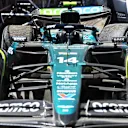 IMOLA, ITALY - MAY 18: A detail view of the car of Fernando Alonso of Spain and Aston Martin F1 Team after he crashed during final practice ahead of the F1 Grand Prix of Emilia-Romagna at Autodromo Enzo e Dino Ferrari Circuit on May 18, 2024 in Imola, Italy. (Photo by James Sutton - Formula 1/Formula 1 via Getty Images)