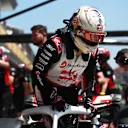 IMOLA, ITALY - MAY 18: Kevin Magnussen of Denmark and Haas F1 stops in the Pitlane during final practice ahead of the F1 Grand Prix of Emilia-Romagna at Autodromo Enzo e Dino Ferrari Circuit on May 18, 2024 in Imola, Italy. (Photo by Peter Fox - Formula 1/Formula 1 via Getty Images)