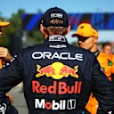 IMOLA, ITALY - MAY 18: Pole position qualifier Max Verstappen of the Netherlands and Oracle Red Bull Racing looks on in parc ferme during qualifying ahead of the F1 Grand Prix of Emilia-Romagna at Autodromo Enzo e Dino Ferrari Circuit on May 18, 2024 in Imola, Italy. (Photo by Mark Thompson/Getty Images)