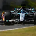 BUDAPEST, HUNGARY - JULY 21: George Russell of Great Britain driving the (63) Mercedes AMG Petronas F1 Team W15 on track  during the F1 Grand Prix of Hungary at Hungaroring on July 21, 2024 in Budapest, Hungary. (Photo by James Sutton - Formula 1/Formula 1 via Getty Images)