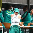 BUDAPEST, HUNGARY - JULY 20: Fernando Alonso of Spain and Aston Martin F1 Team looks on in the Pitlane during qualifying ahead of the F1 Grand Prix of Hungary at Hungaroring on July 20, 2024 in Budapest, Hungary. (Photo by Bryn Lennon - Formula 1/Formula 1 via Getty Images)