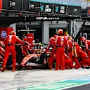 MONZA, ITALY - SEPTEMBER 01: Carlos Sainz of Spain driving (55) the Ferrari SF-24 stops in the Pitlane for a pit stop during the F1 Grand Prix of Italy at Autodromo Nazionale Monza on September 01, 2024 in Monza, Italy. (Photo by Mark Thompson/Getty Images)