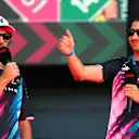 MONZA, ITALY - AUGUST 30: Pierre Gasly of France and Alpine F1 and Esteban Ocon of France and Alpine F1 on the fan forum stage prior to practice ahead of the F1 Grand Prix of Italy at Autodromo Nazionale Monza on August 30, 2024 in Monza, Italy. (Photo by Peter Fox - Formula 1/Formula 1 via Getty Images)