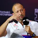 MONZA, ITALY - AUGUST 30: Peter Bayer, CEO of Visa Cash App RB attends the Team Principals Press Conference during practice ahead of the F1 Grand Prix of Italy at Autodromo Nazionale Monza on August 30, 2024 in Monza, Italy. (Photo by Bryn Lennon/Getty Images)