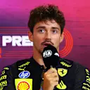 MONZA, ITALY - AUGUST 29: Charles Leclerc of Monaco and Ferrari attends the Drivers Press Conference during previews ahead of the F1 Grand Prix of Italy at Autodromo Nazionale Monza on August 29, 2024 in Monza, Italy. (Photo by Clive Rose/Getty Images)