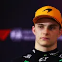 MONZA, ITALY - AUGUST 31: Oscar Piastri of Australia and McLaren talks to the media during qualifying ahead of the F1 Grand Prix of Italy at Autodromo Nazionale Monza on August 31, 2024 in Monza, Italy. (Photo by Bryn Lennon/Getty Images)