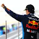 SUZUKA, JAPAN - APRIL 07: Second placed Sergio Perez of Mexico and Oracle Red Bull Racing celebrates on the podium during the F1 Grand Prix of Japan at Suzuka International Racing Course on April 07, 2024 in Suzuka, Japan. (Photo by Mark Thompson/Getty Images)