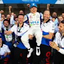 SUZUKA, JAPAN - APRIL 07: Yuki Tsunoda of Scuderia Visa Cash App RB celebrates finishing in 10th position with the team during the F1 Grand Prix of Japan at Suzuka International Racing Course on April 07, 2024 in Suzuka, Japan. (Photo by Peter Fox/Getty Images) (Photo by Peter Fox/Getty Images)