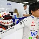 SUZUKA, JAPAN - APRIL 06: Yuki Tsunoda of Japan and Visa Cash App RB looks on in the garage during qualifying ahead of the F1 Grand Prix of Japan at Suzuka International Racing Course on April 06, 2024 in Suzuka, Japan. (Photo by Peter Fox/Getty Images)