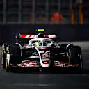 LAS VEGAS, NEVADA - NOVEMBER 21: Nico Hulkenberg of Germany driving the (27) Haas F1 VF-24 Ferrari on track during practice ahead of the F1 Grand Prix of Las Vegas at Las Vegas Strip Circuit on November 21, 2024 in Las Vegas, Nevada. (Photo by Chris Graythen/Getty Images)