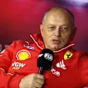 LAS VEGAS, NEVADA - NOVEMBER 21: Ferrari Team Principal Frederic Vasseur attends the Team Principals Press Conference during practice ahead of the F1 Grand Prix of Las Vegas at Las Vegas Strip Circuit on November 21, 2024 in Las Vegas, Nevada. (Photo by Clive Rose/Getty Images)