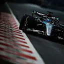 LAS VEGAS, NEVADA - NOVEMBER 21: George Russell of Great Britain driving the (63) Mercedes AMG Petronas F1 Team W15 on track during practice ahead of the F1 Grand Prix of Las Vegas at Las Vegas Strip Circuit on November 21, 2024 in Las Vegas, Nevada. (Photo by Chris Graythen/Getty Images)
