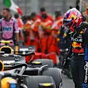 MEXICO CITY, MEXICO - OCTOBER 27: 17th placed Sergio Perez of Mexico and Oracle Red Bull Racing looks on in parc ferme during the F1 Grand Prix of Mexico at Autodromo Hermanos Rodriguez on October 27, 2024 in Mexico City, Mexico. (Photo by Rudy Carezzevoli/Getty Images)
