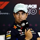 MEXICO CITY, MEXICO - OCTOBER 24: Sergio Perez of Mexico and Oracle Red Bull Racing attends the Drivers Press Conference during previews ahead of the F1 Grand Prix of Mexico at Autodromo Hermanos Rodriguez on October 24, 2024 in Mexico City, Mexico. (Photo by Chris Graythen/Getty Images)