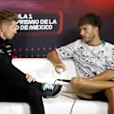MEXICO CITY, MEXICO - OCTOBER 24: Nico Hulkenberg of Germany and Haas F1 and Pierre Gasly of France and Alpine F1 talk in the Drivers Press Conference during previews ahead of the F1 Grand Prix of Mexico at Autodromo Hermanos Rodriguez on October 24, 2024 in Mexico City, Mexico. (Photo by Chris Graythen/Getty Images)