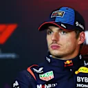 MEXICO CITY, MEXICO - OCTOBER 26: Second placed qualifier Max Verstappen of the Netherlands and Oracle Red Bull Racing attends the press conference after qualifying ahead of the F1 Grand Prix of Mexico at Autodromo Hermanos Rodriguez on October 26, 2024 in Mexico City, Mexico. (Photo by Bryn Lennon/Getty Images)