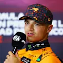 MEXICO CITY, MEXICO - OCTOBER 26: Third placed qualifier Lando Norris of Great Britain and McLaren attends the press conference after qualifying ahead of the F1 Grand Prix of Mexico at Autodromo Hermanos Rodriguez on October 26, 2024 in Mexico City, Mexico. (Photo by Bryn Lennon/Getty Images)