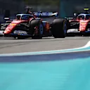 MIAMI, FLORIDA - MAY 05: Carlos Sainz of Spain driving (55) the Ferrari SF-24 leads Charles Leclerc of Monaco driving the (16) Ferrari SF-24 on track during the F1 Grand Prix of Miami at Miami International Autodrome on May 05, 2024 in Miami, Florida. (Photo by Mark Thompson/Getty Images)