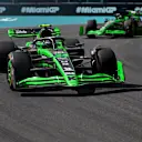 MIAMI, FLORIDA - MAY 05: Zhou Guanyu of China driving the (24) Kick Sauber C44 Ferrari leads Valtteri Bottas of Finland driving the (77) Kick Sauber C44 Ferrari on track during the F1 Grand Prix of Miami at Miami International Autodrome on May 05, 2024 in Miami, Florida. (Photo by Rudy Carezzevoli/Getty Images)