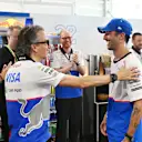 MIAMI, FLORIDA - MAY 04: Laurent Mekies, Team Principal of Visa Cash App RB talks with 4th placed Daniel Ricciardo of Australia and Visa Cash App RB in the Paddock after the Sprint ahead of the F1 Grand Prix of Miami at Miami International Autodrome on May 04, 2024 in Miami, Florida. (Photo by Rudy Carezzevoli/Getty Images)