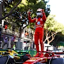 MONTE-CARLO, MONACO - MAY 26: Race winner Charles Leclerc of Monaco and Ferrari celebrates in parc ferme during the F1 Grand Prix of Monaco at Circuit de Monaco on May 26, 2024 in Monte-Carlo, Monaco. (Photo by Bryn Lennon - Formula 1/Formula 1 via Getty Images)