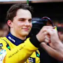 MONTE-CARLO, MONACO - MAY 25: Second placed qualifier Oscar Piastri of Australia and McLaren celebrates in parc ferme during qualifying ahead of the F1 Grand Prix of Monaco at Circuit de Monaco on May 25, 2024 in Monte-Carlo, Monaco. (Photo by Mark Thompson/Getty Images)