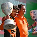 ZANDVOORT, NETHERLANDS - AUGUST 25: Race winner Lando Norris of Great Britain and McLaren and Will Joseph, Director, Race Engineering at McLaren celebrate in parc ferme after the F1 Grand Prix of Netherlands at Circuit Zandvoort on August 25, 2024 in Zandvoort, Netherlands. (Photo by Rudy Carezzevoli/Getty Images)