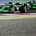 LUSAIL CITY, QATAR - DECEMBER 01: Zhou Guanyu of China driving the (24) Kick Sauber C44 Ferrari leads Valtteri Bottas of Finland driving the (77) Kick Sauber C44 Ferrari on track during the F1 Grand Prix of Qatar at Lusail International Circuit on December 01, 2024 in Lusail City, Qatar. (Photo by Pauline Ballet - Formula 1/Formula 1 via Getty Images)