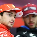 LUSAIL CITY, QATAR - NOVEMBER 28: Charles Leclerc of Monaco and Ferrari attends the Drivers Press Conference during previews ahead of the F1 Grand Prix of Qatar at Lusail International Circuit on November 28, 2024 in Lusail City, Qatar. (Photo by Bryn Lennon/Getty Images)