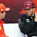 LUSAIL CITY, QATAR - NOVEMBER 28: Charles Leclerc of Monaco and Ferrari and Pierre Gasly of France and Alpine F1 attend the Drivers Press Conference during previews ahead of the F1 Grand Prix of Qatar at Lusail International Circuit on November 28, 2024 in Lusail City, Qatar. (Photo by Bryn Lennon/Getty Images)