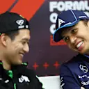 LUSAIL CITY, QATAR - NOVEMBER 28: Alexander Albon of Thailand and Williams and Zhou Guanyu of China and Stake F1 Team Kick Sauber attend the Drivers Press Conference during previews ahead of the F1 Grand Prix of Qatar at Lusail International Circuit on November 28, 2024 in Lusail City, Qatar. (Photo by Bryn Lennon/Getty Images)