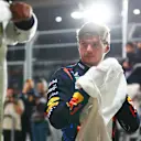 LUSAIL CITY, QATAR - NOVEMBER 30: Pole position qualifier Max Verstappen of the Netherlands and Oracle Red Bull Racing looks on in parc ferme during qualifying ahead of the F1 Grand Prix of Qatar at Lusail International Circuit on November 30, 2024 in Lusail City, Qatar. (Photo by Bryn Lennon - Formula 1/Formula 1 via Getty Images)