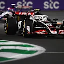 JEDDAH, SAUDI ARABIA - MARCH 09: Nico Hulkenberg of Germany driving the (27) Haas F1 VF-24 Ferrari on track during the F1 Grand Prix of Saudi Arabia at Jeddah Corniche Circuit on March 09, 2024 in Jeddah, Saudi Arabia. (Photo by Rudy Carezzevoli/Getty Images)
