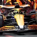 JEDDAH, SAUDI ARABIA - MARCH 09: Lando Norris of Great Britain driving the (4) McLaren MCL38 Mercedes makes a pitstop during the F1 Grand Prix of Saudi Arabia at Jeddah Corniche Circuit on March 09, 2024 in Jeddah, Saudi Arabia. (Photo by Peter Fox - Formula 1/Formula 1 via Getty Images)