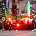 JEDDAH, SAUDI ARABIA - MARCH 09: Valtteri Bottas of Finland driving the (77) Kick Sauber C44 Ferrari makes a pitstop during the F1 Grand Prix of Saudi Arabia at Jeddah Corniche Circuit on March 09, 2024 in Jeddah, Saudi Arabia. (Photo by Peter Fox - Formula 1/Formula 1 via Getty Images)
