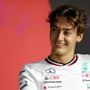 JEDDAH, SAUDI ARABIA - MARCH 06: George Russell of Great Britain and Mercedes attends the Drivers Press Conference during previews ahead of the F1 Grand Prix of Saudi Arabia at Jeddah Corniche Circuit on March 06, 2024 in Jeddah, Saudi Arabia. (Photo by Peter Fox/Getty Images)