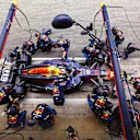 BARCELONA, SPAIN - JUNE 23: Sergio Perez of Mexico driving the (11) Oracle Red Bull Racing RB20 makes a pitstop during the F1 Grand Prix of Spain at Circuit de Barcelona-Catalunya on June 23, 2024 in Barcelona, Spain. (Photo by Clive Rose - Formula 1/Formula 1 via Getty Images)