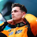 BARCELONA, SPAIN - JUNE 23: Second placed Lando Norris of Great Britain and McLaren looks on in parc ferme during the F1 Grand Prix of Spain at Circuit de Barcelona-Catalunya on June 23, 2024 in Barcelona, Spain. (Photo by Clive Rose - Formula 1/Formula 1 via Getty Images)