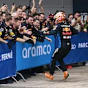 BARCELONA, SPAIN - JUNE 23: Race winner Max Verstappen of the Netherlands and Oracle Red Bull Racing celebrates in parc ferme during the F1 Grand Prix of Spain at Circuit de Barcelona-Catalunya on June 23, 2024 in Barcelona, Spain. (Photo by Mark Sutton - Formula 1/Formula 1 via Getty Images)