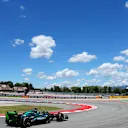BARCELONA, SPAIN - JUNE 21: Lance Stroll of Canada driving the (18) Aston Martin AMR24 Mercedes on track during practice ahead of the F1 Grand Prix of Spain at Circuit de Barcelona-Catalunya on June 21, 2024 in Barcelona, Spain. (Photo by Clive Rose - Formula 1/Formula 1 via Getty Images)
