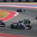 AUSTIN, TEXAS - OCTOBER 20: Kevin Magnussen of Denmark driving the (20) Haas F1 VF-24 Ferrari leads Yuki Tsunoda of Japan driving the (22) Visa Cash App RB VCARB 01 on track during the F1 Grand Prix of United States at Circuit of The Americas on October 20, 2024 in Austin, Texas. (Photo by Mark Sutton/Getty Images)