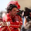 AUSTIN, TEXAS - OCTOBER 20: Race winner Charles Leclerc of Monaco and Ferrari and Second placed Carlos Sainz of Spain and Ferrari celebrate in parc ferme during the F1 Grand Prix of United States at Circuit of The Americas on October 20, 2024 in Austin, Texas. (Photo by Jared C. Tilton/Getty Images)